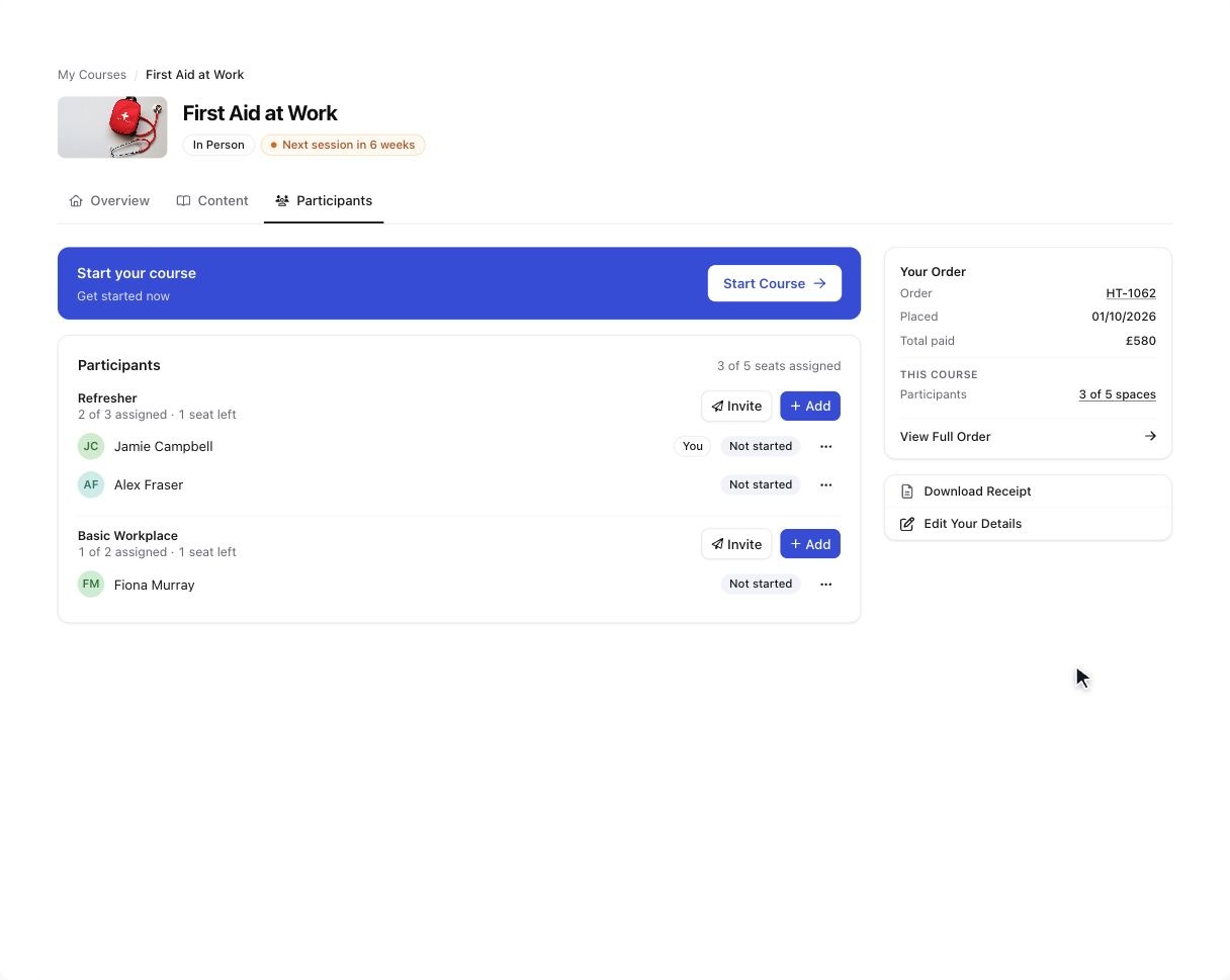 Choose a purchased price option and see the participant added to that group.