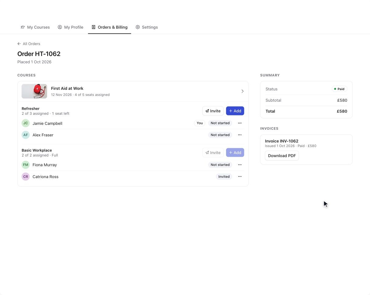 Switch Fiona's price option and see both groups' available spaces update.