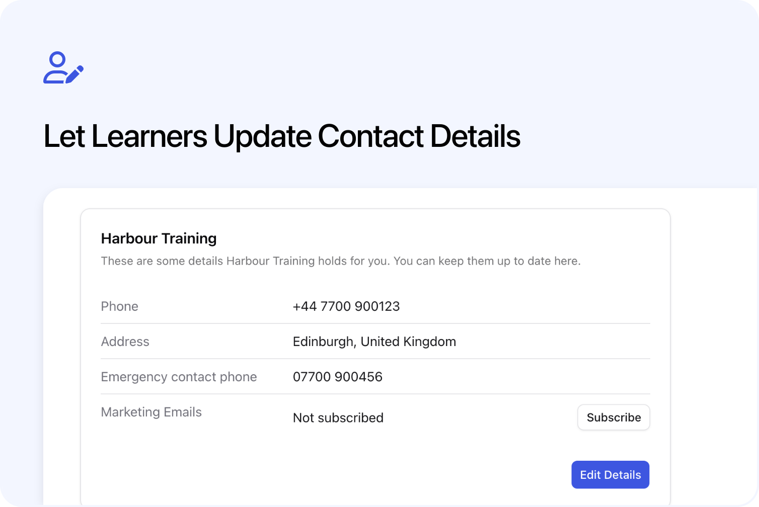 Let Learners Update Contact Details